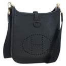 HERMES Evelyn 16 TPM Shoulder Bag Leather Black Gold Auth BA16042SV-1