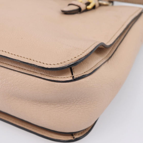 Miu Miu Hand Bag Leather 2way Beige Gold Auth BA16044A