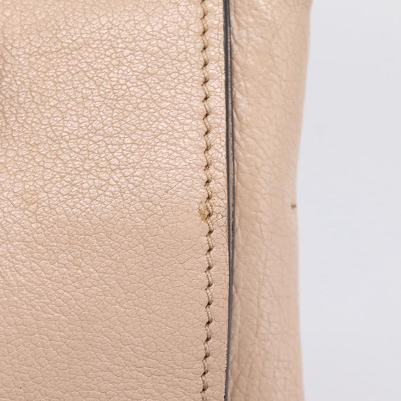 Miu Miu Hand Bag Leather 2way Beige Gold Auth BA16044A