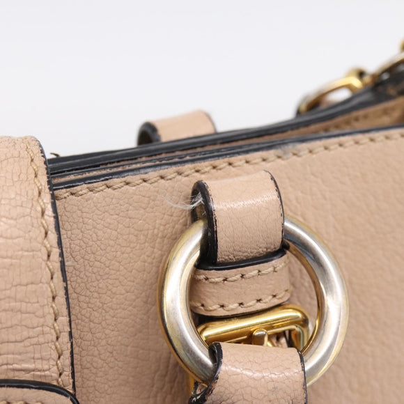 Miu Miu Hand Bag Leather 2way Beige Gold Auth BA16044A