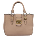Miu Miu Hand Bag Leather 2way Beige Gold Auth BA16044A-13