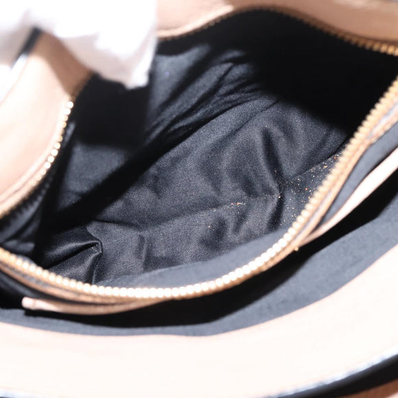 Miu Miu Hand Bag Leather 2way Beige Gold Auth BA16044A