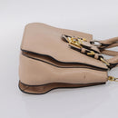 Miu Miu Hand Bag Leather 2way Beige Gold Auth BA16044A-4