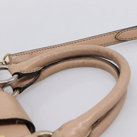 Miu Miu Hand Bag Leather 2way Beige Gold Auth BA16044A