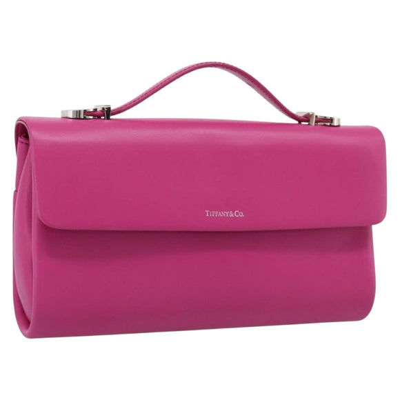 Tiffany & Co. Hand Bag Leather Pink Silver Auth BA16045V