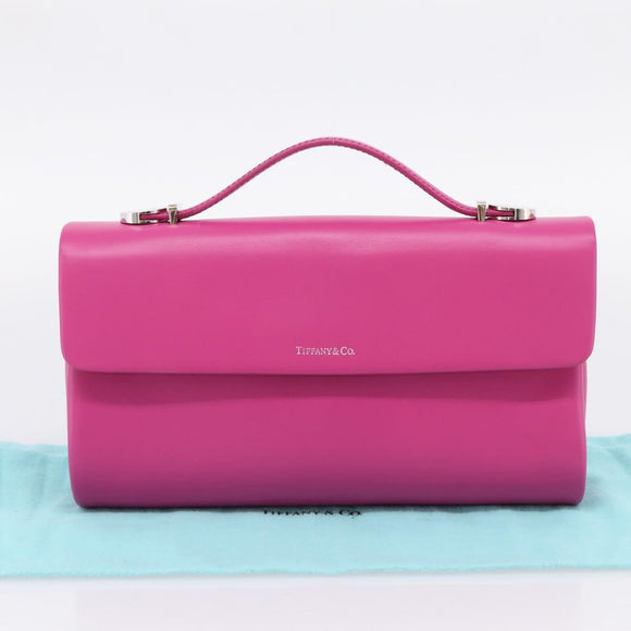 Tiffany & Co. Hand Bag Leather Pink Silver Auth BA16045V