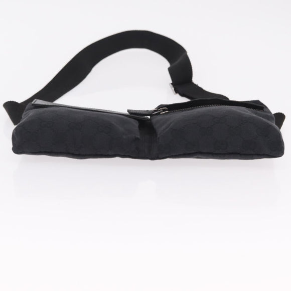 GUCCI GG Canvas Waist bag Black Silver 28566 Auth BA16046A