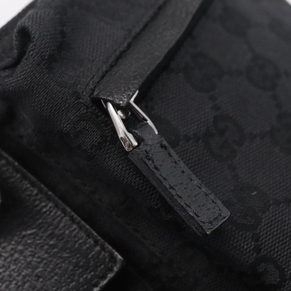 GUCCI GG Canvas Waist bag Black Silver 28566 Auth BA16046A
