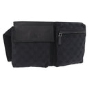 GUCCI GG Canvas Waist bag Black Silver 28566 Auth BA16046A-1