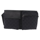 GUCCI GG Canvas Waist bag Black Silver 28566 Auth BA16046A-13
