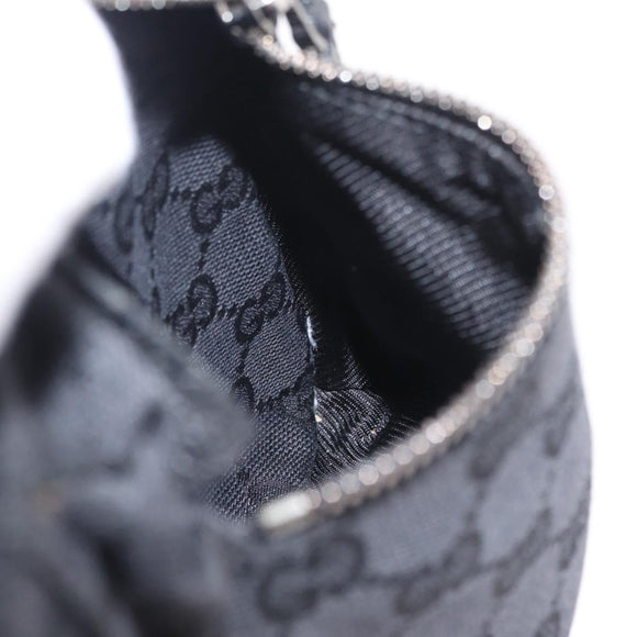 GUCCI GG Canvas Waist bag Black Silver 28566 Auth BA16046A
