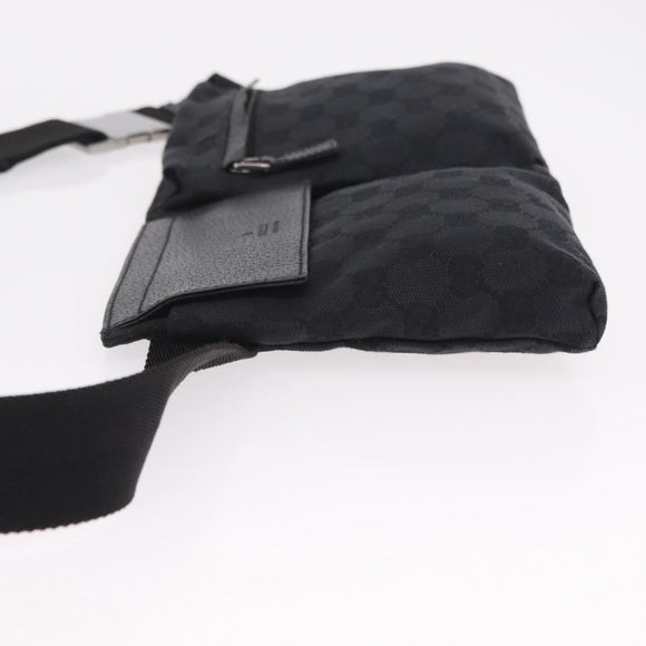 GUCCI GG Canvas Waist bag Black Silver 28566 Auth BA16046A
