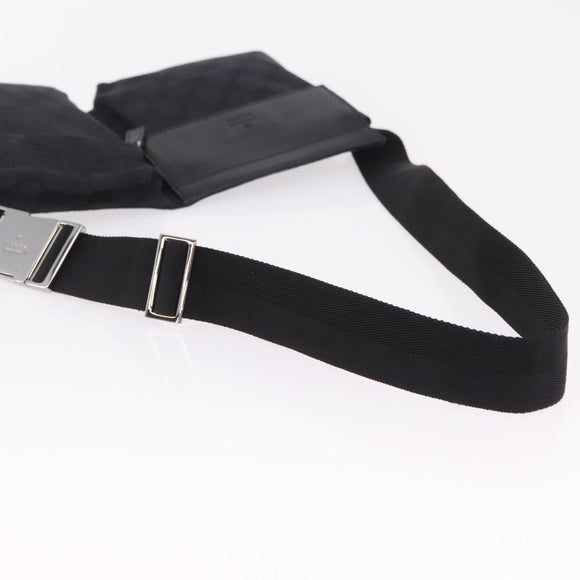 GUCCI GG Canvas Waist bag Black Silver 28566 Auth BA16046A