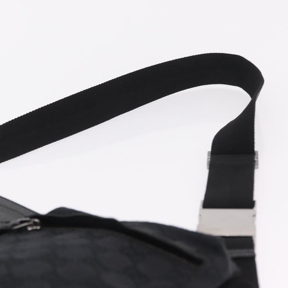 GUCCI GG Canvas Waist bag Black Silver 28566 Auth BA16046A