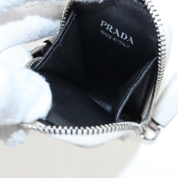 PRADA Shoulder Bag Leather White Silver Auth BA16048M