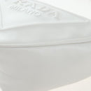 PRADA Shoulder Bag Leather White Silver Auth BA16048M-20