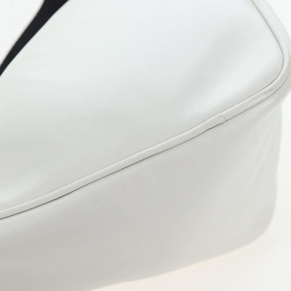 PRADA Shoulder Bag Leather White Silver Auth BA16048M