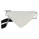 PRADA Shoulder Bag Leather White Silver Auth BA16048M-13