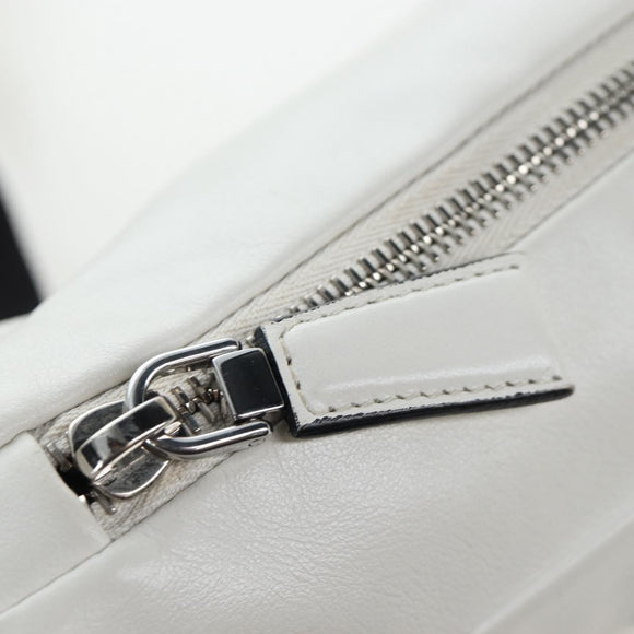 PRADA Shoulder Bag Leather White Silver Auth BA16048M