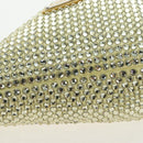 PRADA Shoulder Bag Satin Rhinestones Gold Auth BA16050M-11