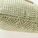 PRADA Shoulder Bag Satin Rhinestones Gold Auth BA16050M-12