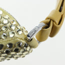 PRADA Shoulder Bag Satin Rhinestones Gold Auth BA16050M-15