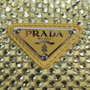 PRADA Shoulder Bag Satin Rhinestones Gold Auth BA16050M-16