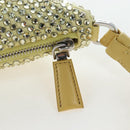 PRADA Shoulder Bag Satin Rhinestones Gold Auth BA16050M-17
