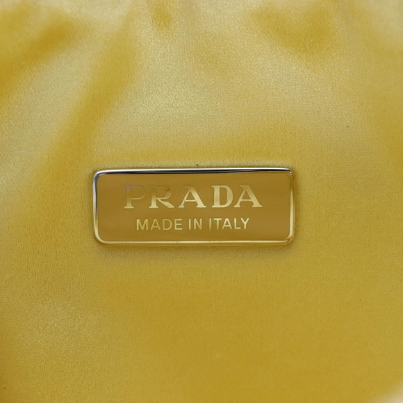 PRADA Shoulder Bag Satin Rhinestones Gold Auth BA16050M