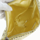 PRADA Shoulder Bag Satin Rhinestones Gold Auth BA16050M-19