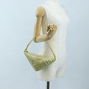 PRADA Shoulder Bag Satin Rhinestones Gold Auth BA16050M-23