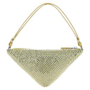 PRADA Shoulder Bag Satin Rhinestones Gold Auth BA16050M-3