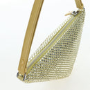 PRADA Shoulder Bag Satin Rhinestones Gold Auth BA16050M-6