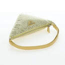 PRADA Shoulder Bag Satin Rhinestones Gold Auth BA16050M-7