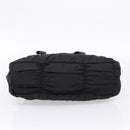 PRADA Gathered Hand Bag Nylon 2way Black Gold Auth BA16051A-5