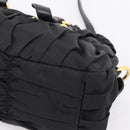 PRADA Gathered Hand Bag Nylon 2way Black Gold Auth BA16051A-16