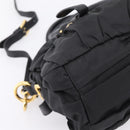 PRADA Gathered Hand Bag Nylon 2way Black Gold Auth BA16051A-17