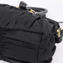 PRADA Gathered Hand Bag Nylon 2way Black Gold Auth BA16051A-18