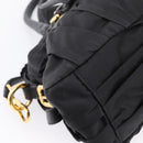PRADA Gathered Hand Bag Nylon 2way Black Gold Auth BA16051A-19