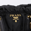 PRADA Gathered Hand Bag Nylon 2way Black Gold Auth BA16051A-21