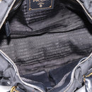 PRADA Gathered Hand Bag Nylon 2way Black Gold Auth BA16051A-11