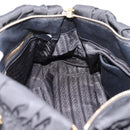 PRADA Gathered Hand Bag Nylon 2way Black Gold Auth BA16051A-23
