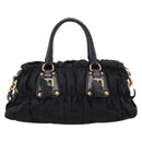 PRADA Gathered Hand Bag Nylon 2way Black Gold Auth BA16051A-2
