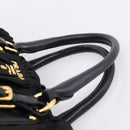 PRADA Gathered Hand Bag Nylon 2way Black Gold Auth BA16051A-14