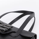 PRADA Tote Bag Leather Black Silver Auth BA16052A-14