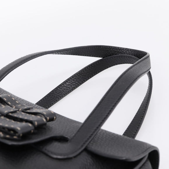 PRADA Tote Bag Leather Black Silver Auth BA16052A