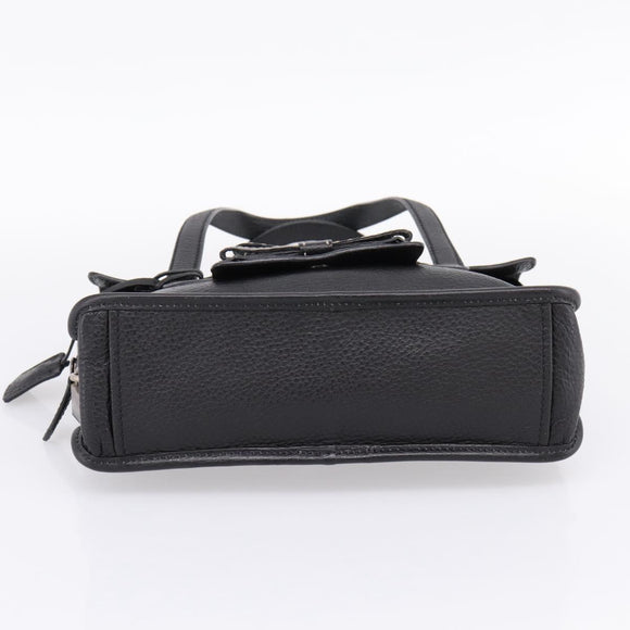 PRADA Tote Bag Leather Black Silver Auth BA16052A
