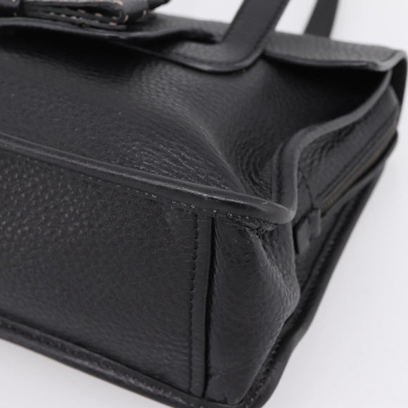 PRADA Tote Bag Leather Black Silver Auth BA16052A