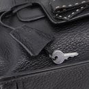 PRADA Tote Bag Leather Black Silver Auth BA16052A-10