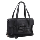 PRADA Tote Bag Leather Black Silver Auth BA16052A-1